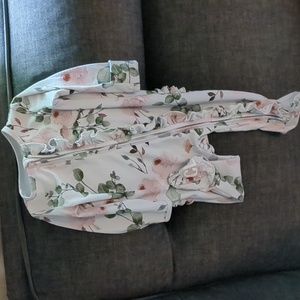 Millie's dusty rose floral zipper ruffle footie